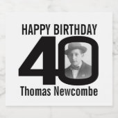 40th Verjaardag aangepaste foto naam label Bier Etiket (Enkel label)