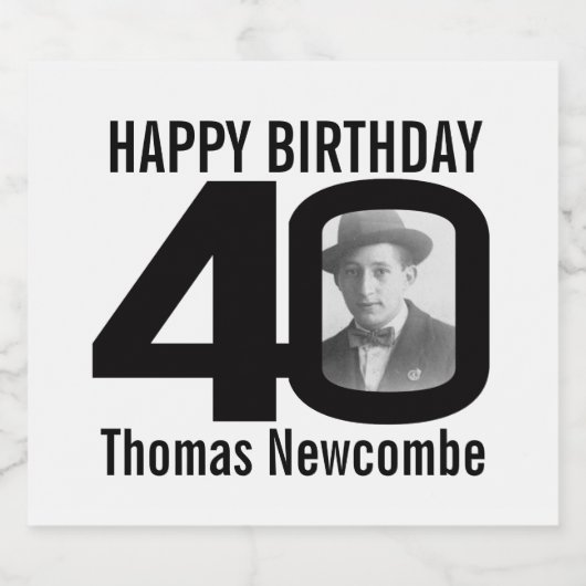 40th Verjaardag aangepaste foto naam label Bier Etiket (Enkel label)