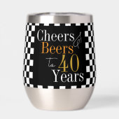 40th Verjaardag Cheers Bieren Zwart-wit Check (Achterkant)