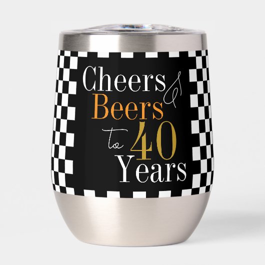 40th Verjaardag Cheers Bieren Zwart-wit Check (Voorkant)