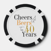 40th Verjaardag Proost Beers Zwart en Wit Feest Poker Chips (Achterkant)