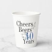 40th Verjaardag Proost en Beers Eenvoudig feest Papieren Bekers (Achterkant)