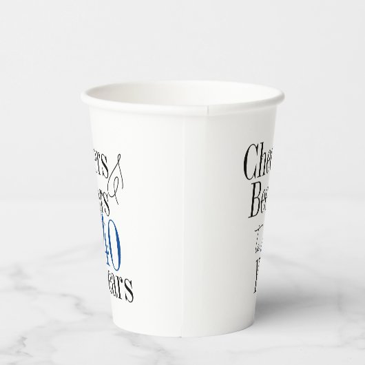 40th Verjaardag Proost en Beers Eenvoudig feest Papieren Bekers (Rechts)