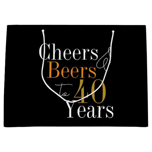 40th Verjaardag Proost en Beers Feestgunst Groot Cadeauzakje (Voorkant)