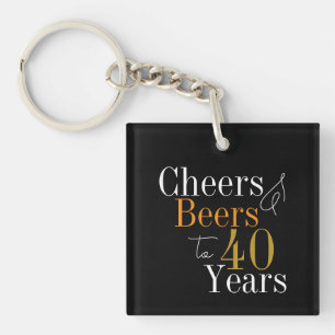 40th Verjaardag Proost en Beers Feestgunst Sleutelhanger