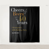 40th Verjaardag Proost en Beers Party Achtergrond Wandkleed (Voorkant)