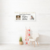 40th Verjaardag Retro Gold String Lights 2 Foto Spandoek (Insitu)