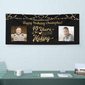 40th Verjaardag Retro Zwart Goud String Lights Fot Spandoek (Beurs)