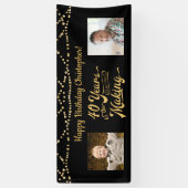 40th Verjaardag Retro Zwart Goud String Lights Fot Spandoek (Verticaal)