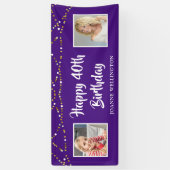 40th Verjaardag String Lights Foto Paarse Spandoek (Verticaal)