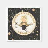 40th Verjaardag Toast Zwart Goud Grappig voor Haar Servet (Voorkant)