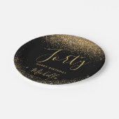 40th Verjaardag Zwart Goud Glitter Sparkle Naam Papieren Bordje (Gekanteld)