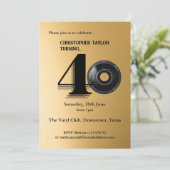 40th Verjaardagsfeestje eenvoudige vinyl record Kaart (Staand voorkant)