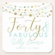 40th verjaardagsgoud en blauwgroen aangepaste onde