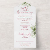 40th Wedding Anniversary Greenery Floral All In One Uitnodiging (Binnen)