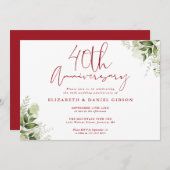 40th Wedding Anniversary Greenery Floral Kaart (Voorkant / Achterkant)