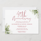 40th Wedding Anniversary Greenery Floral Photo Kaart (Voorkant)