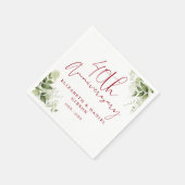 40th Wedding Anniversary Greenery Floral Servet (Hoek)