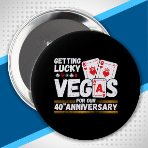 40th Wedding Jubileum - Couples Las Vegas Trip Ronde Button 4,0 Cm