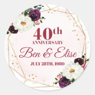 40th Wedding Jubileum Custom Ruby Jubileum Ronde Sticker