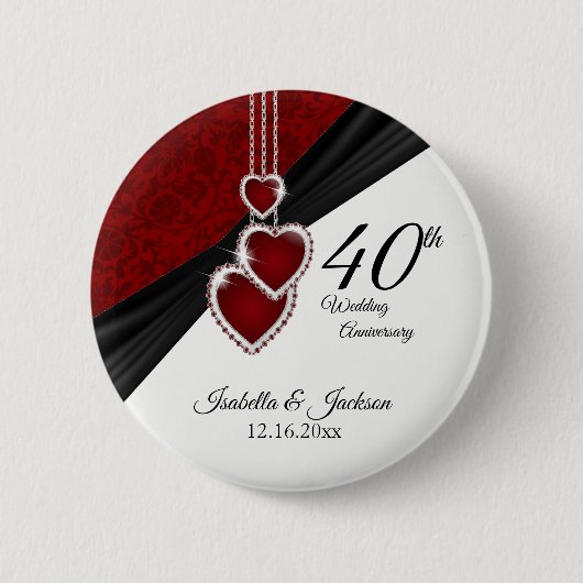 40th Wedding Jubileum Design Ronde Button 5,7 Cm (Voorkant)