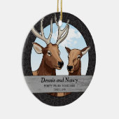 40th Wedding Jubileum, Elk gepersonaliseerd Keramisch Ornament (Rechts)