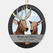 40th Wedding Jubileum, Elk gepersonaliseerd Keramisch Ornament (Links)