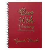 40th Wedding Jubileum Gastenboek Gold Ruby Notitieboek (Voorkant)