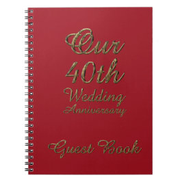 40th Wedding Jubileum Gastenboek Gold Ruby Notitieboek
