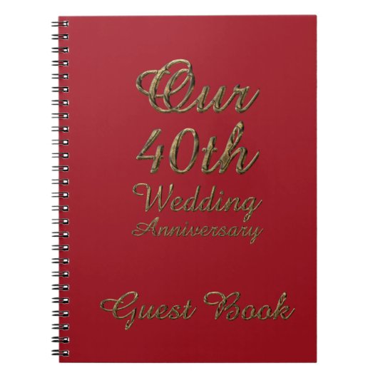 40th Wedding Jubileum Gastenboek Gold Ruby Notitieboek (Voorkant)
