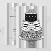 40th Wedding Jubileum Invitation, 3-Tier Cake Kaart (Voorkant / Achterkant)