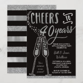 40th Wedding Jubileum Invitation, Faux Glitter Kaart (Voorkant / Achterkant)