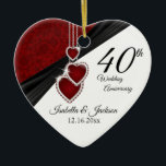 40th Wedding Jubileum Keepomwille Design 2 Keramisch Ornament<br><div class="desc">40e, 52e of 80e Ruby Wedding Jubileum Keepomwille Design Ornament. Dit mooie ornament wordt een hit met dat speciale paar of die persoon of personen. Het zou ook goed werken voor alle andere evenementen, zoals een verloving, bruiloft, verjaardag, afstuderen, pensionering, enz. door de formulering gewoon te wijzigen. Een modern design...</div>