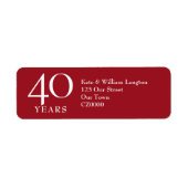 40th Wedding Jubileum Ruby Adres Etiket (Voorkant)