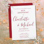 40th Wedding Jubileum Ruby Elegant Script Kaart<br><div class="desc">Het voorzien van de namen van de ruby manuscripthandtekening. Geef je een persoonlijk tintje met je speciale 40-jarige ruby-informatie in een chic lettering. Ontworpen door: Thisnotme©</div>