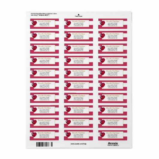 40th Wedding Jubileum Ruby Gold Wedding Address Etiket (Full Sheet)