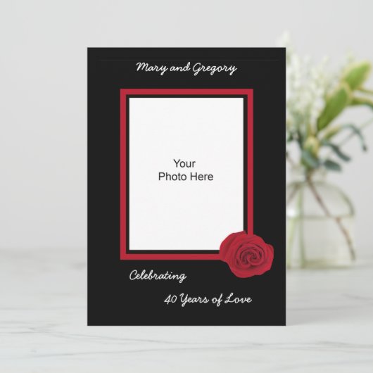40th Wedding Jubileum Uitnodiging Foto (Staand voorkant)