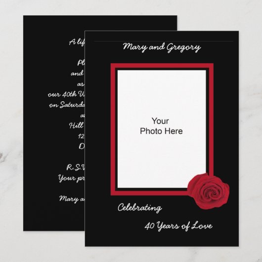 40th Wedding Jubileum Uitnodiging Foto (Voorkant / Achterkant)