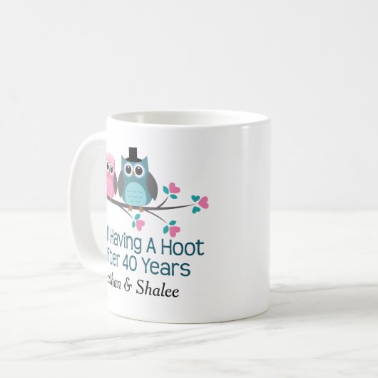40th Wedding Jubileum Zijn Hare Owl Gift Mok (Voorkant links)