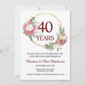 40th Wedding Ruby Roses Anniversary Kaart (Voorkant)