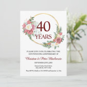 40th Wedding Ruby Roses Anniversary Kaart (Staand voorkant)