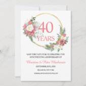 40th Wedding Ruby Roses Anniversary Save The Date (Voorkant)