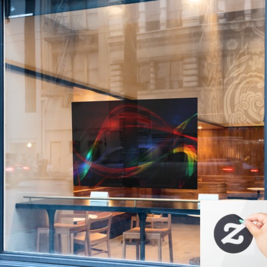 40x28 Abstract Wave Partial Transparent Design Raamsticker (Cafe Raam)