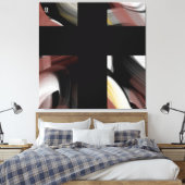 40x40" Trend Abstract Art Black White Powdery Canvas Afdruk (Insitu (Slaapkamer))