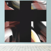 40x40" Trend Abstract Art Black White Powdery Canvas Afdruk (Insitu (Houten vloer))