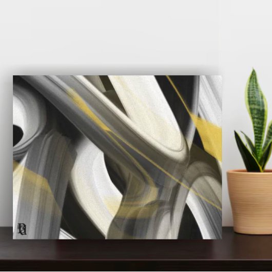 40x60"Trend Abstract Kunstcanvas Zwart Wit Goud Canvas Afdruk