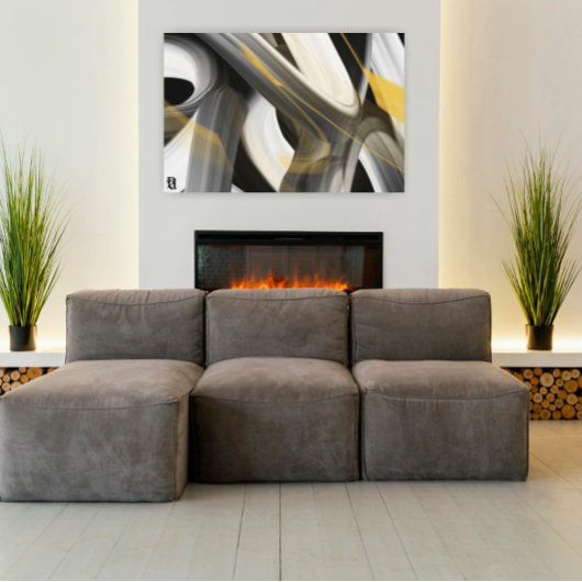 40x60"Trend Abstract Kunstcanvas Zwart Wit Goud Canvas Afdruk