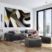 40x60"Trend Abstract Kunstcanvas Zwart Wit Goud Canvas Afdruk