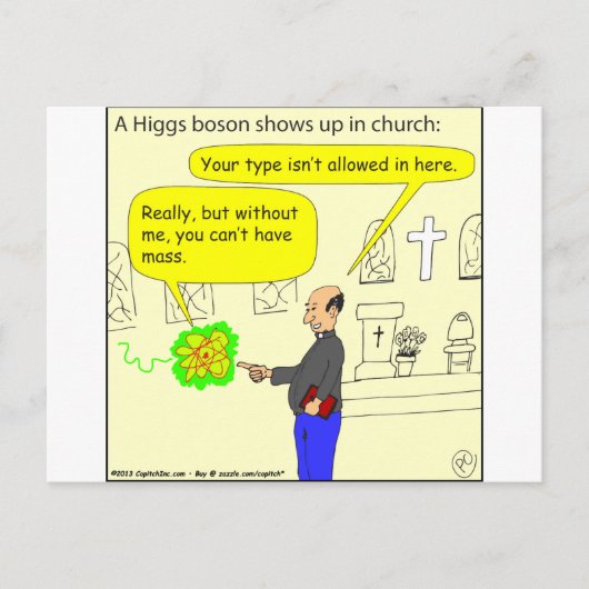 410 higgsboson in de Cartoon van de kerk Briefkaart (Voorkant)