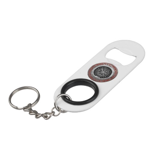 [410] Vegvisir - Viking Silver Magic Runass Mini Flessenopener (Voorkant Gekanteld)